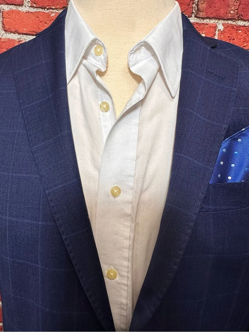 BROOKS BROTHERS MENS BLAZER SZ 40L BLUE WINDOWPANE LONG REGENT FIT EXPLORER COAT